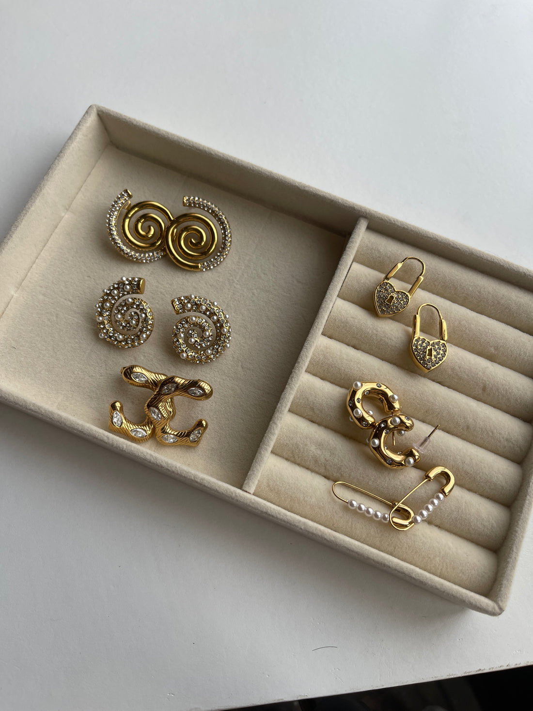 Pearl safety pin earrings